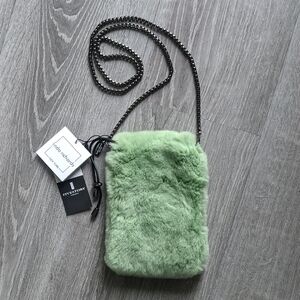 Trendy Fuzzy Green Crossbody Bag